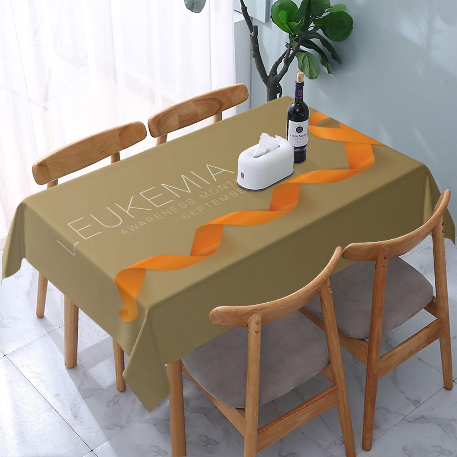 JunHeArt Leukemia Awareness Month Tablecloth Rectangle Table Cover Washable Table Cloths Decor For Kitchen 54" X 72"