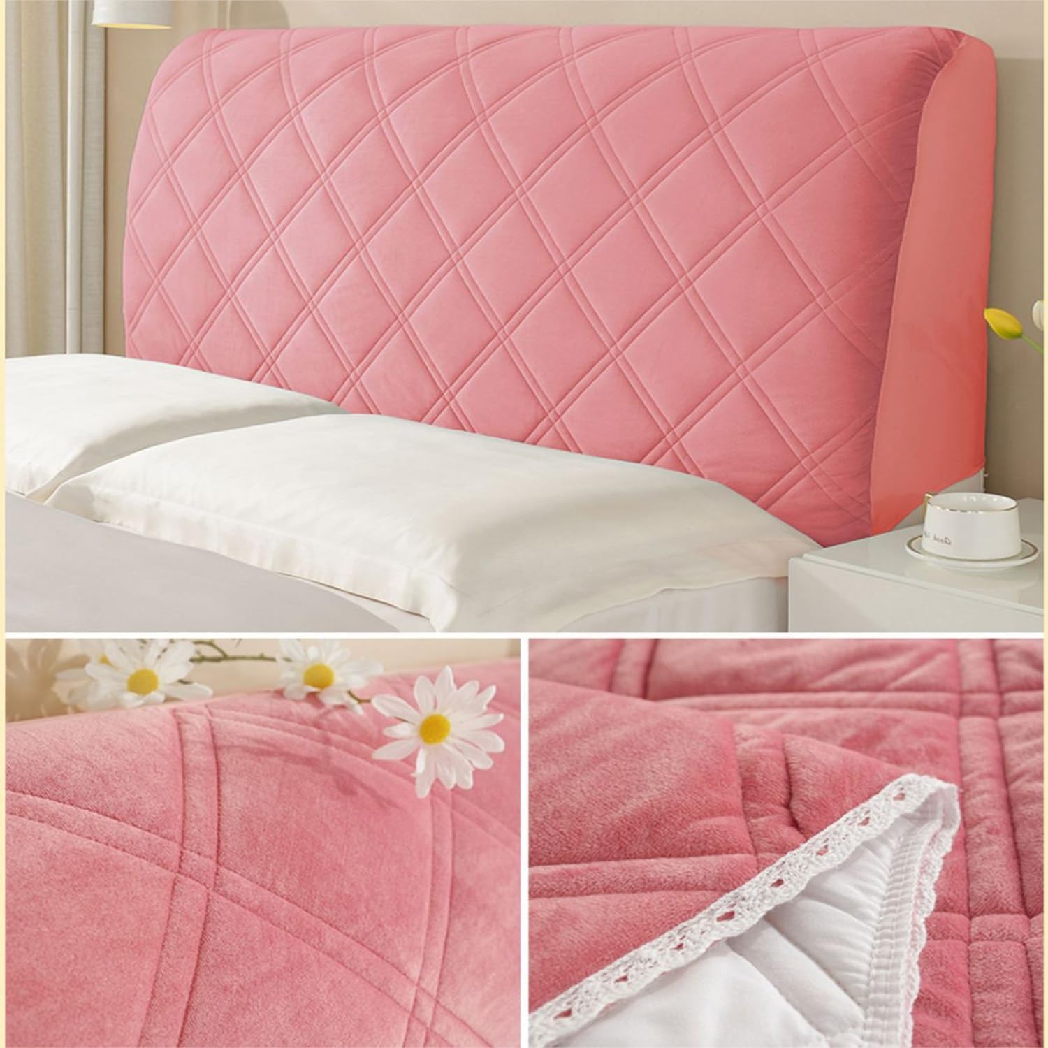 Double/Single/Full/Queen/Cal King Size Headboard Slipcover Universal Head Board Covers DustproofAll-Inclusive Padded Modern Bed Head Protector for Bedroom Decor(Khaki,59in (150cm))