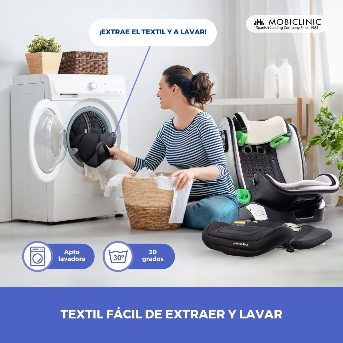 Mobiclinic® kids, Silla de coche, I-size, Isofix, Grupo 2/3, 36kg, 4-12 años, Lionfix max, Evolutiva, 100-150cm, Protección lateral, Reposacabezas regulable, Reclinable 3 posiciones, Portabotellas