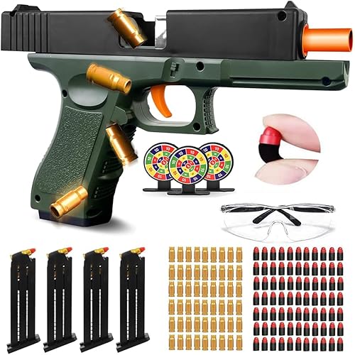 Pistola de juguete balas de espuma suave, carcasa de pistola de juguete genial que expulsa modelo educativo pistola de juguete con balas suaves,
