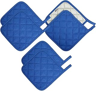 Lifaith Juego de 6 soportes para ollas de cocina, soportes de algodón para cocina, almohadillas calientes de 7 pulgadas, almohadillas calientes resistentes al calor para cocinar y hornear, color azul