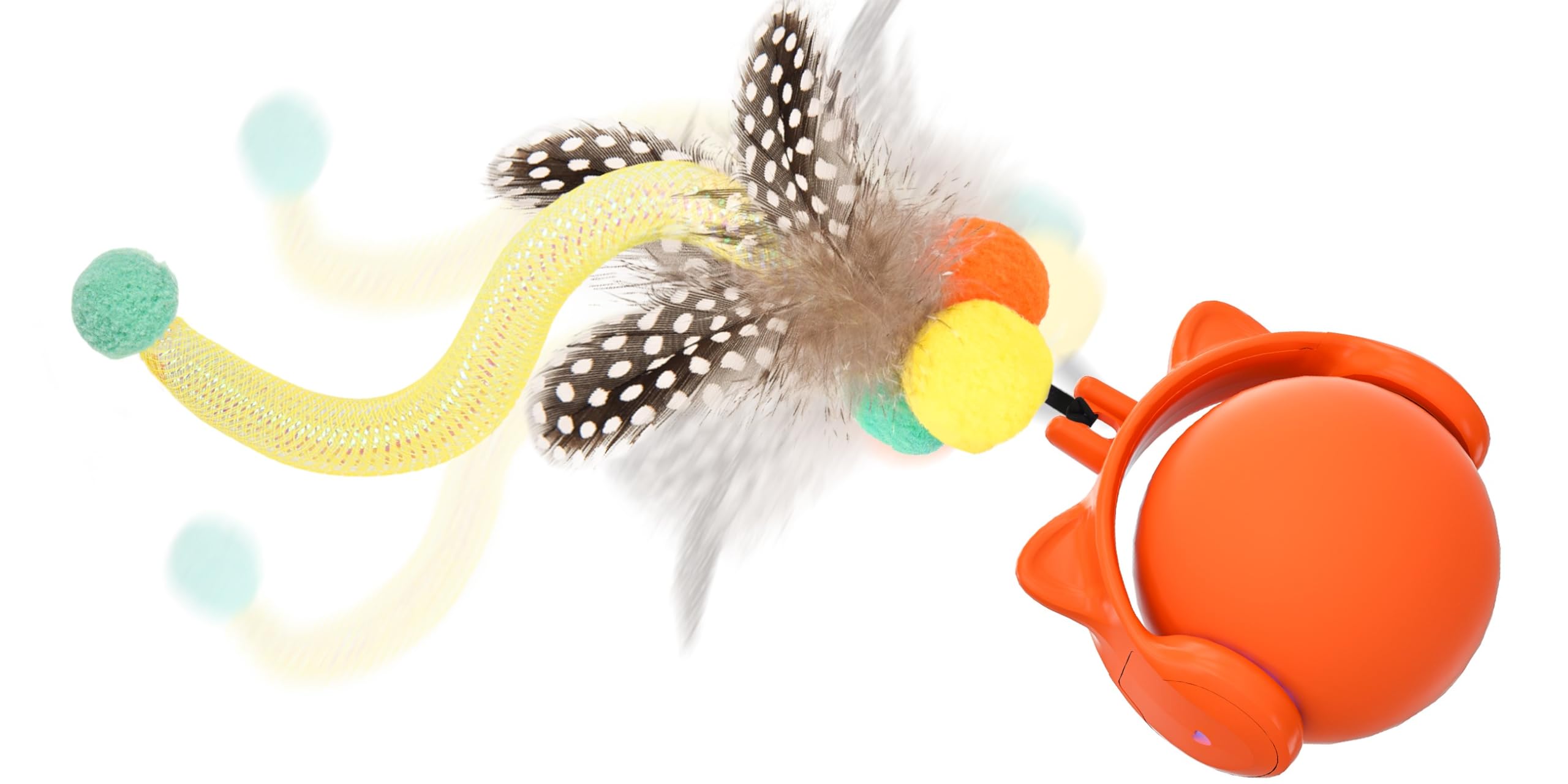 GoldenSun Cat Toys,Interactive Cat Toys for Indoor Cats Adult,Cat Ball Toy for Indoor Cats Kitten,Automatic Cat Toy With Tail,4 Mode Multiple Activation Ways and Chirps Stimulate,USB Charging,Orange