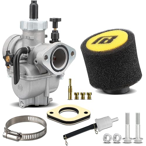 NIBBI Motorcycle Carburetor, PE19mm Flange Carb for 100cc-125cc with Carb Jets, for Dirt Bike Pit Bike ATV Go karts Moped Scooter 2/4 Stroke Engine with 45mm Air Filters