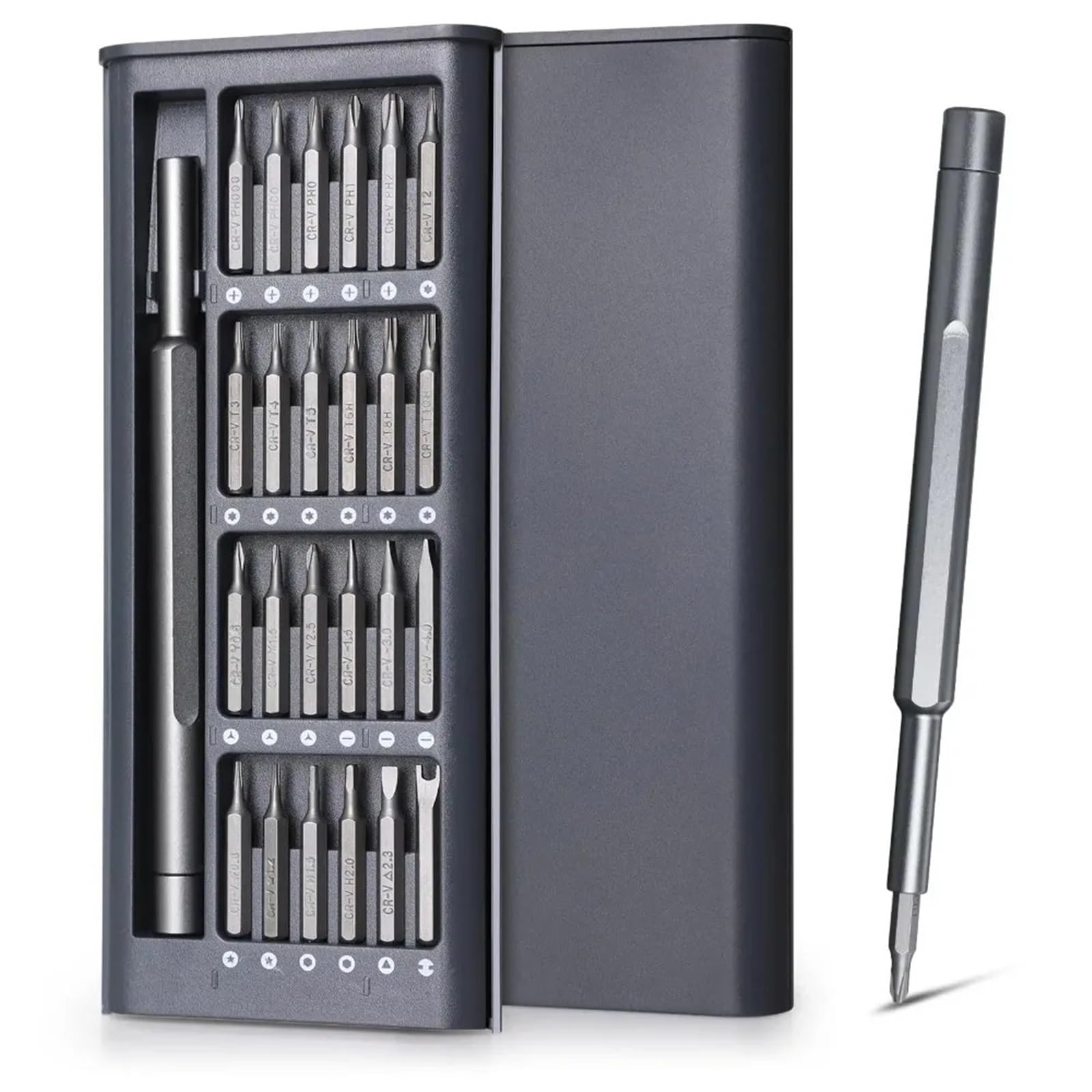 Eretyret Plastic Handle V Precision Screwdriver Set 25 In 1 Screw Driver Se Hexagonal Flat Head Magnetic For Watchcameraglasses ﻿ Easy To Carry(Plastic Handle)