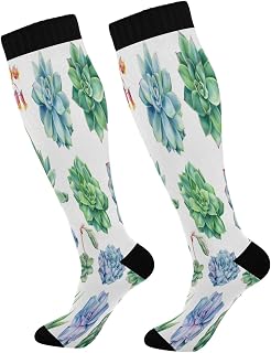 501 Compression Socks Succulents And Cactus Athletic Socks Non Slip Sports Socks Soft Crew Socks For Walking Women Outdoor 40cm