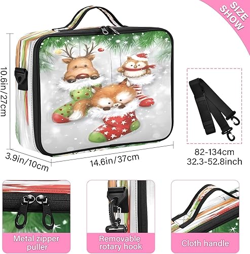 Miniatura 3 de Zathe Bolsas de cosméticos de viaje de animales del bosque blanco y verde para mujeres, neceser de viaje, bolsas de maquillaje grandes con