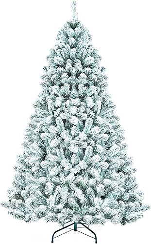 leheyhey Árbol de Navidad artificial con nieve de 5 pies, vista realista de abeto, fácil de montar con soportes de metal, adecuado para decoración
