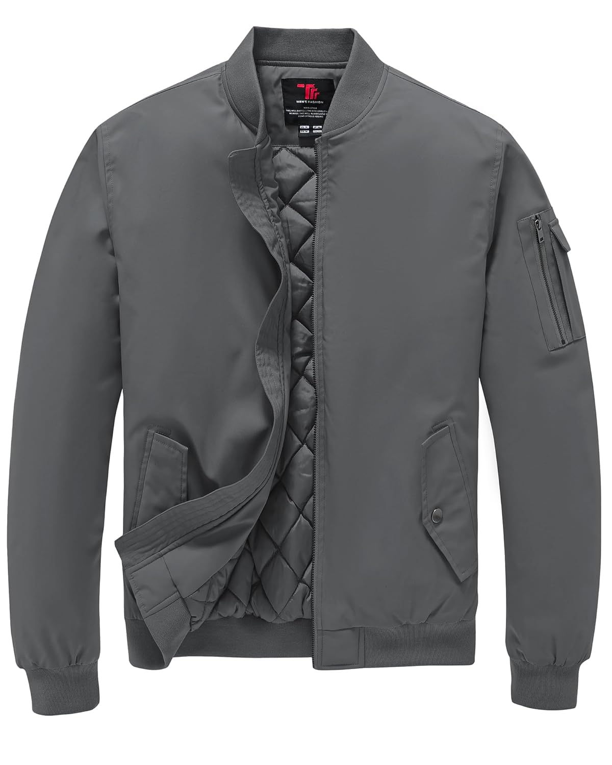 TBMPOY Mens Fall Jacket Winter Windbreaker Bomber Zip Up Padded Softshell Warm Windproof Casual Coat