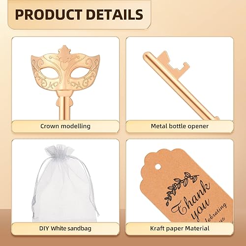 Miniatura 3 de YKLIGTN Abrebotellas con diseño de máscara de 24 piezas para fiesta de máscaras, recuerdos de boda, decoraciones de fiesta de despedida de soltera,