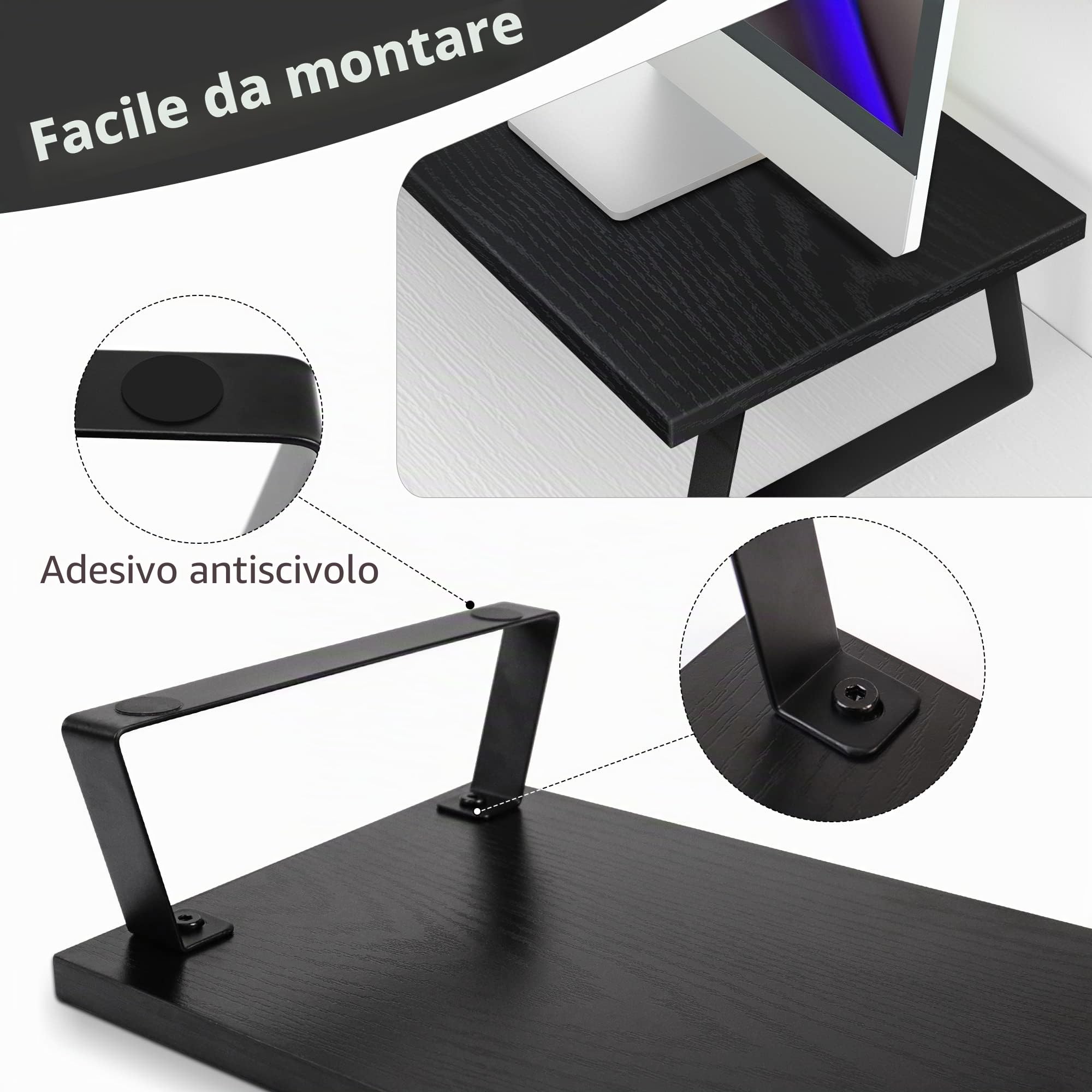Aothia Grande supporto per monitor, 2 o 3 monitor, altezza dello schermo con lunghezza e angolo regolabili, per computer, laptop, stampanti, TV (nero)