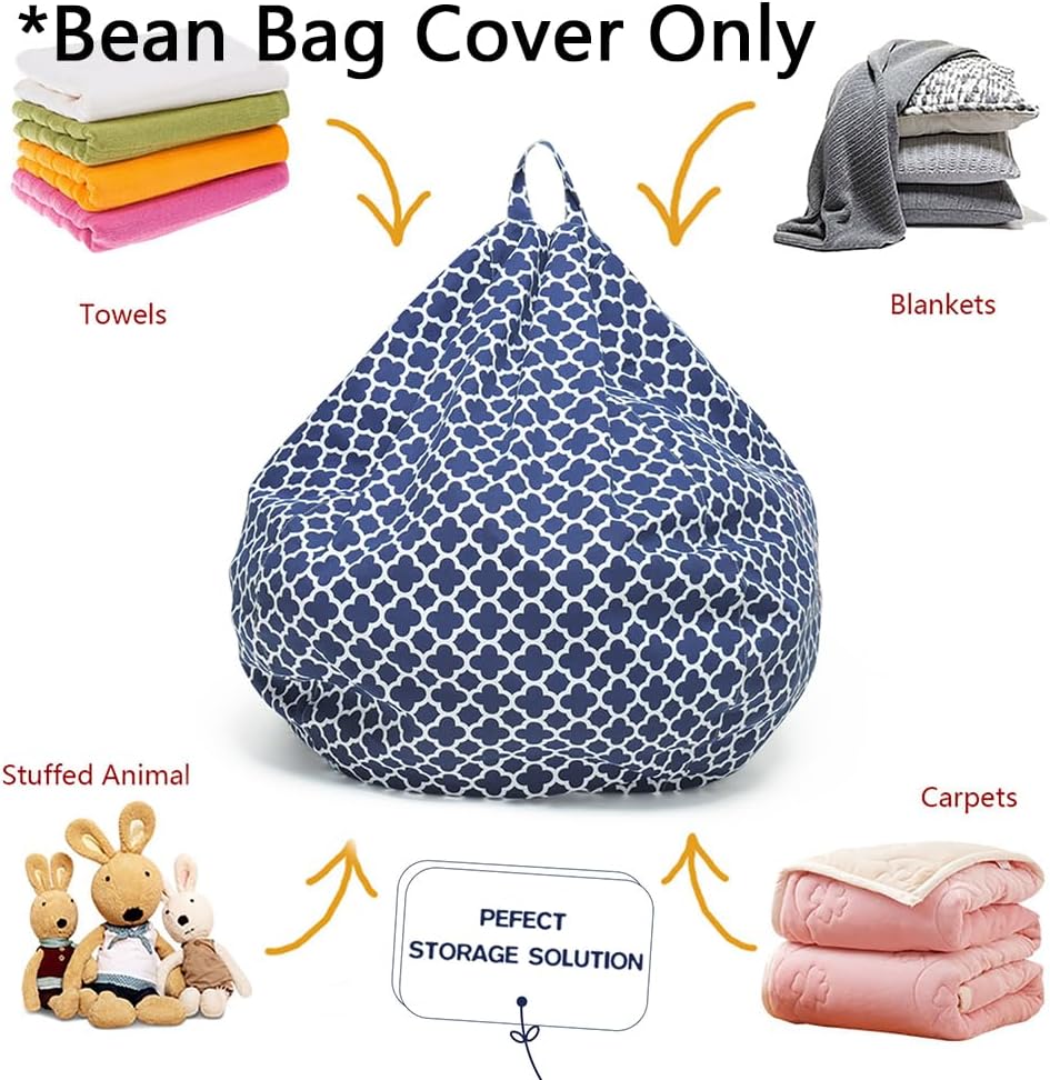 YuppieLife Kids Animal Storage Bean Bag Cover Extra Large stuff'n Sit（Just Cover, No Filling）|Toy Organizer|Carrying Handle|Available for Kids and Teenager|Cuddle Chair（38“,Leaf Clover）