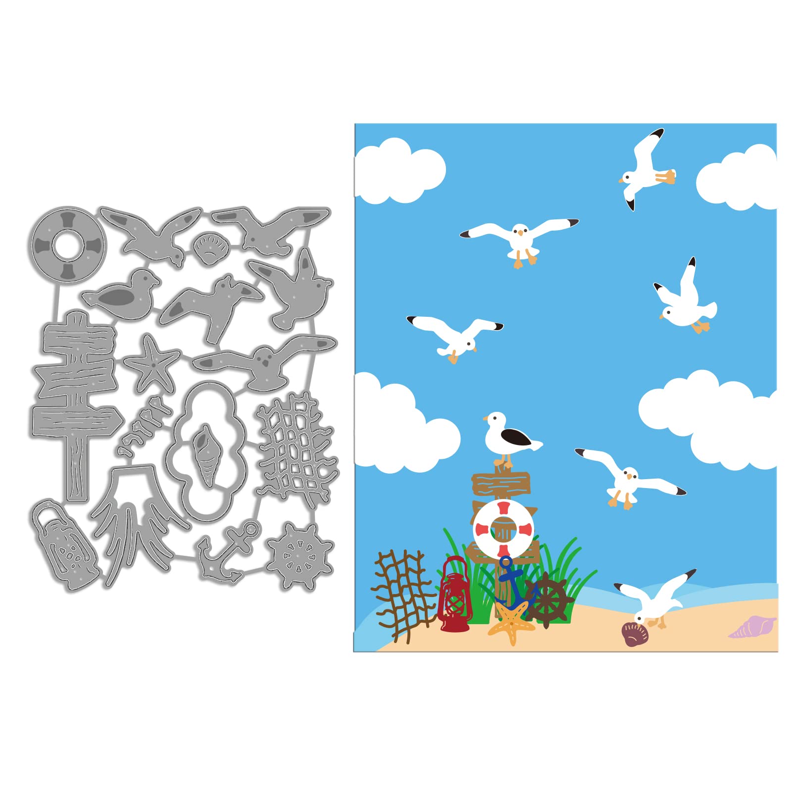 Matrices De Découpe Plage GLOBLELAND - Set Cocotier, Crabe, Volley | Pour Scrapbooking Et Cartes DIY