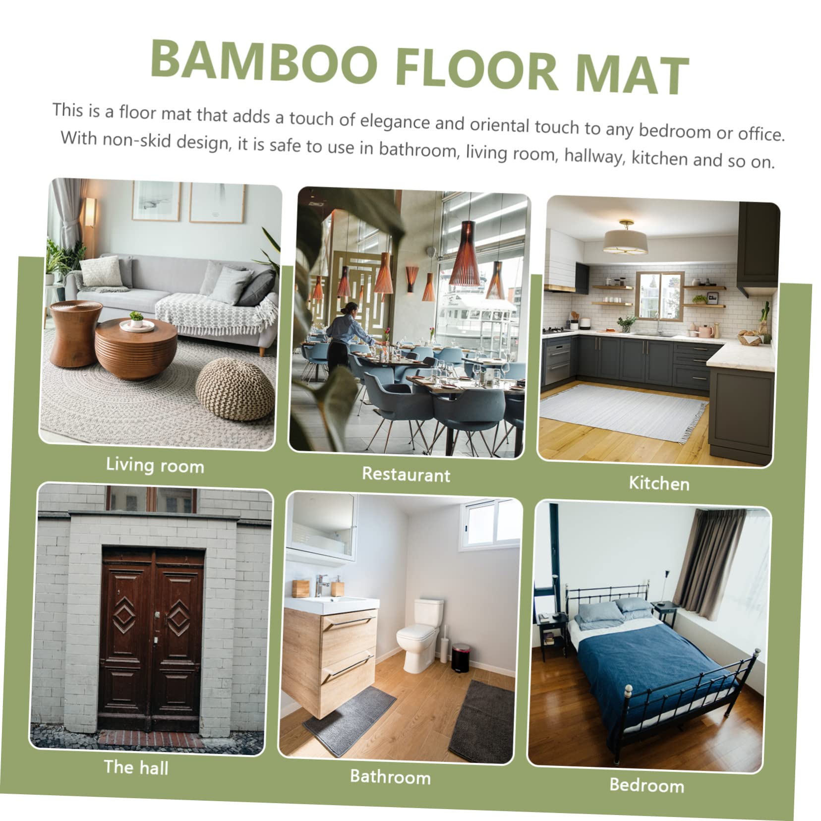 Alipis Tapis de Bain en Bambou Marron Antidérapant pour Chambre
