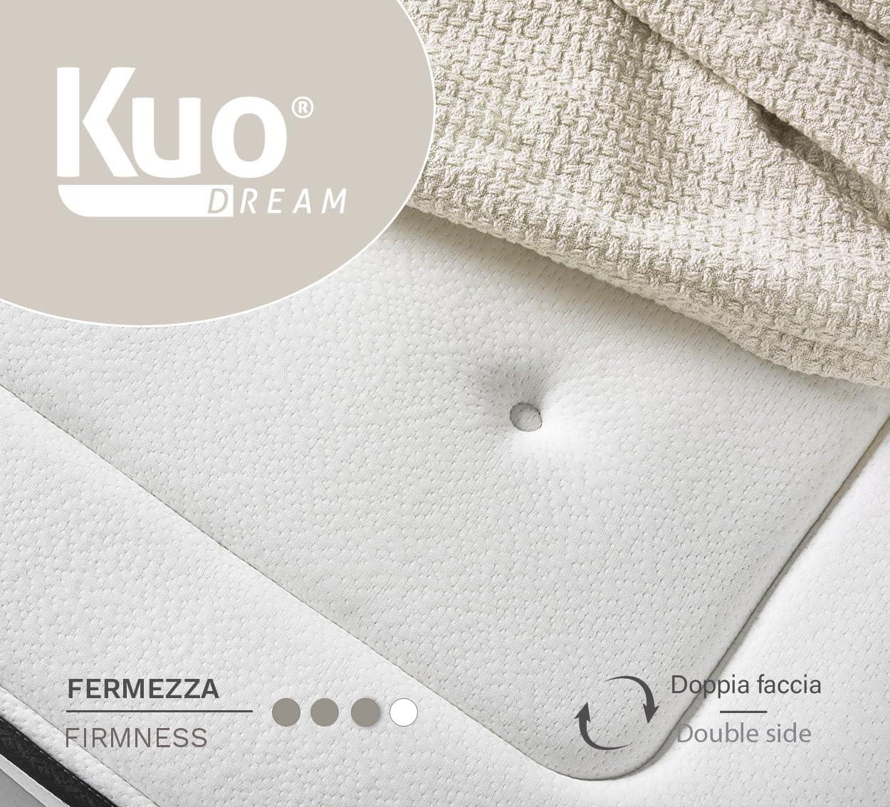 KUO Dream Materasso ComfortNest 25 Cm - Memory Foam Visco Energy, Lato Estivo/Invernale, Traspirante, Antidecubito, 90x180 Cm, Prodotto In Spagna