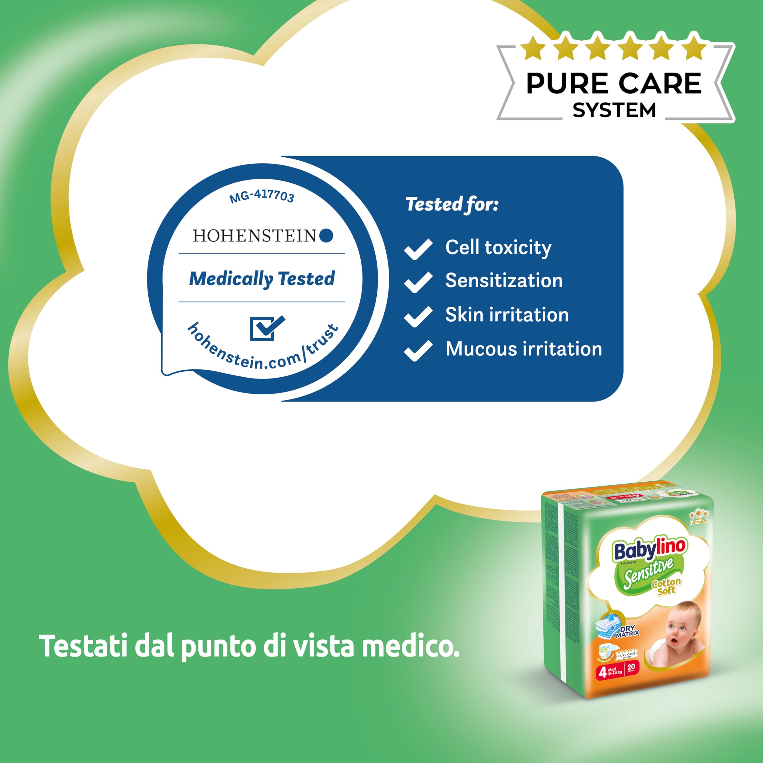 Babylino Sensitive Cotton Soft Pannolini Taglia 4 Maxi 8-13kg 150 Unità
