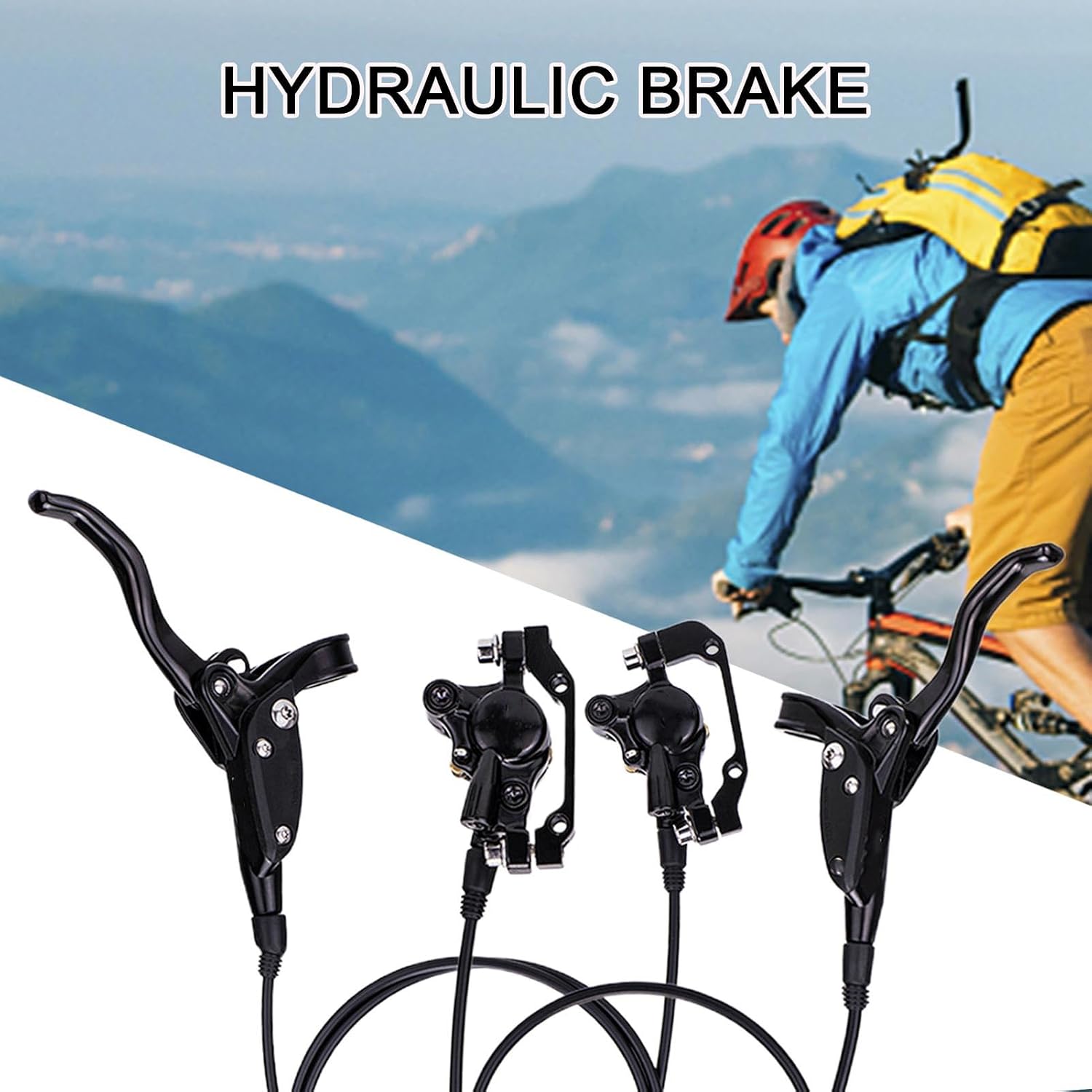 Hydraulic Brakes for Mountain Bike,with Adapter Aluminum Alloy Bicycle Replacement | Hydraulic Disc Brakes Set - for Cycling Riding Road Trip City Commuting Outdoor