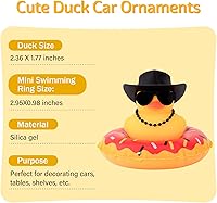Vista 2 de wonuu Adornos de Pato de Goma para Automóvil, Adornos de Tablero de Automóvil, Adornos de Tablero de Automóvil Bonitos con Sombrero de Vaquero