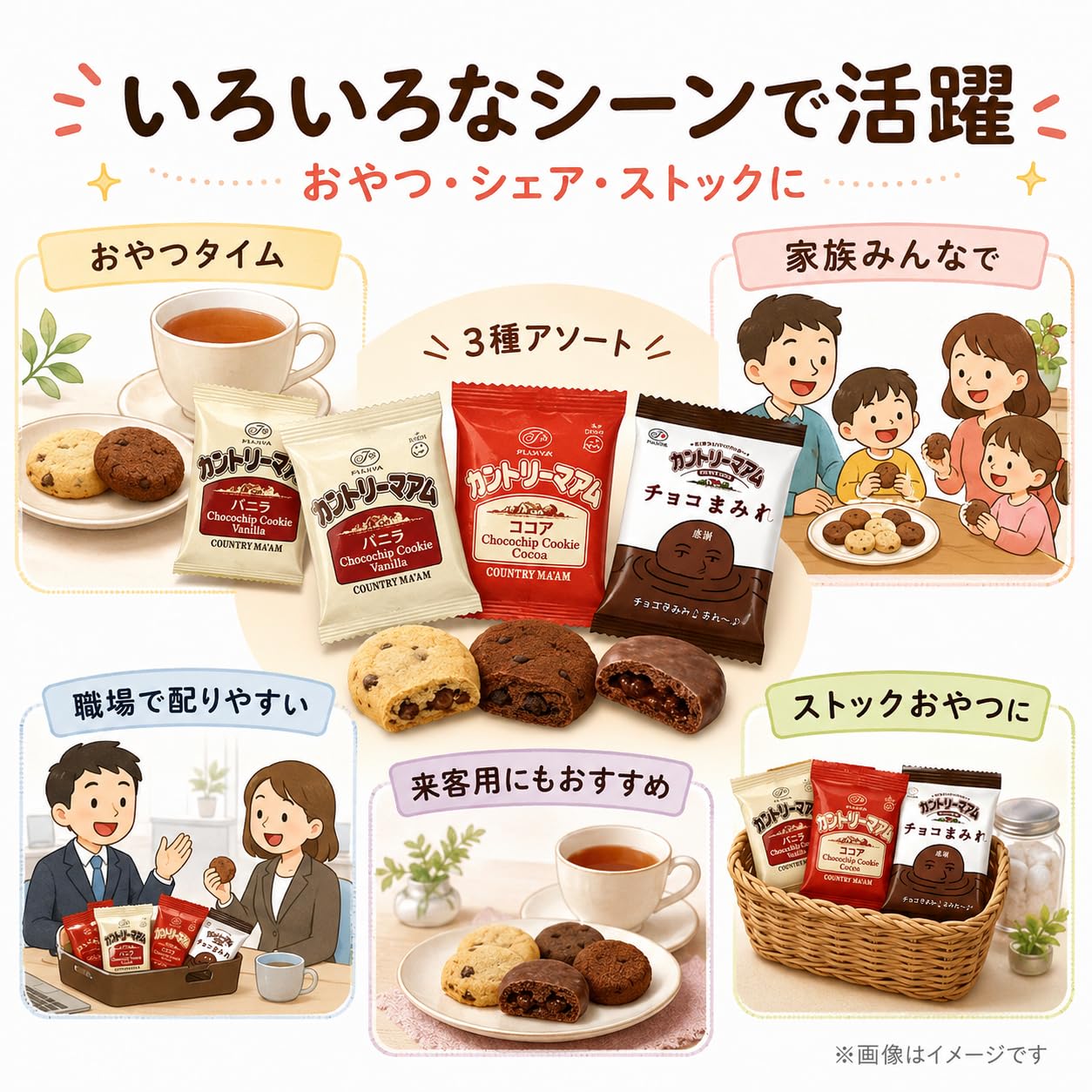 Amazon.co.jp: 不二家 カントリーマアム 3種 (バニラ、ココア、チョコ