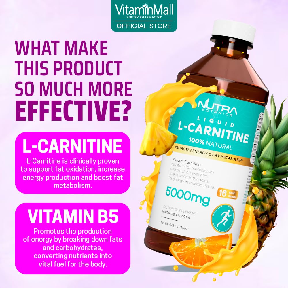 nutra botanics l carnitine 5000 mg Nutra Botanics L-Carnitine 5000mg Liquid Fat Burner - 473ml - Orange Flavor  - Burn Fat, Build Muscle, Rid Belly Fat