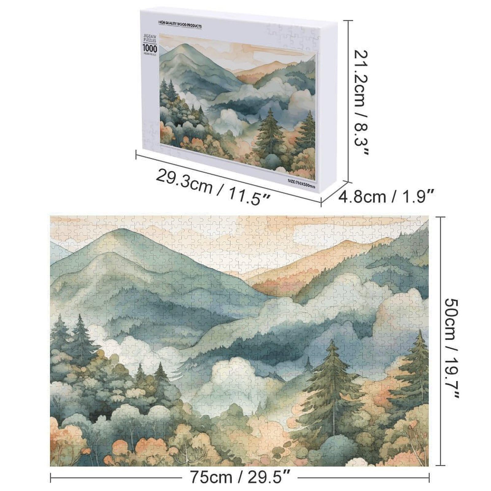 BenBen Puzzle 1000 Teile – 56 Weltwunder Landschaften, Mit Poster & Buchstaben-Rückseite