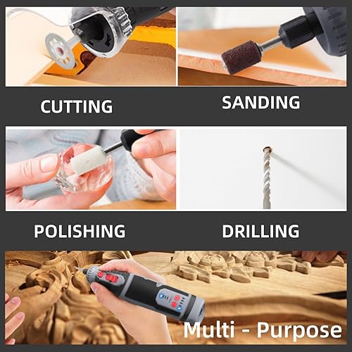 Miniatura 5 de Mini kit de herramientas rotativas inalámbricas, unidad de batería de iones de litio de 5 velocidades y 2.0 Ah con 160 accesorios y luces LED,
