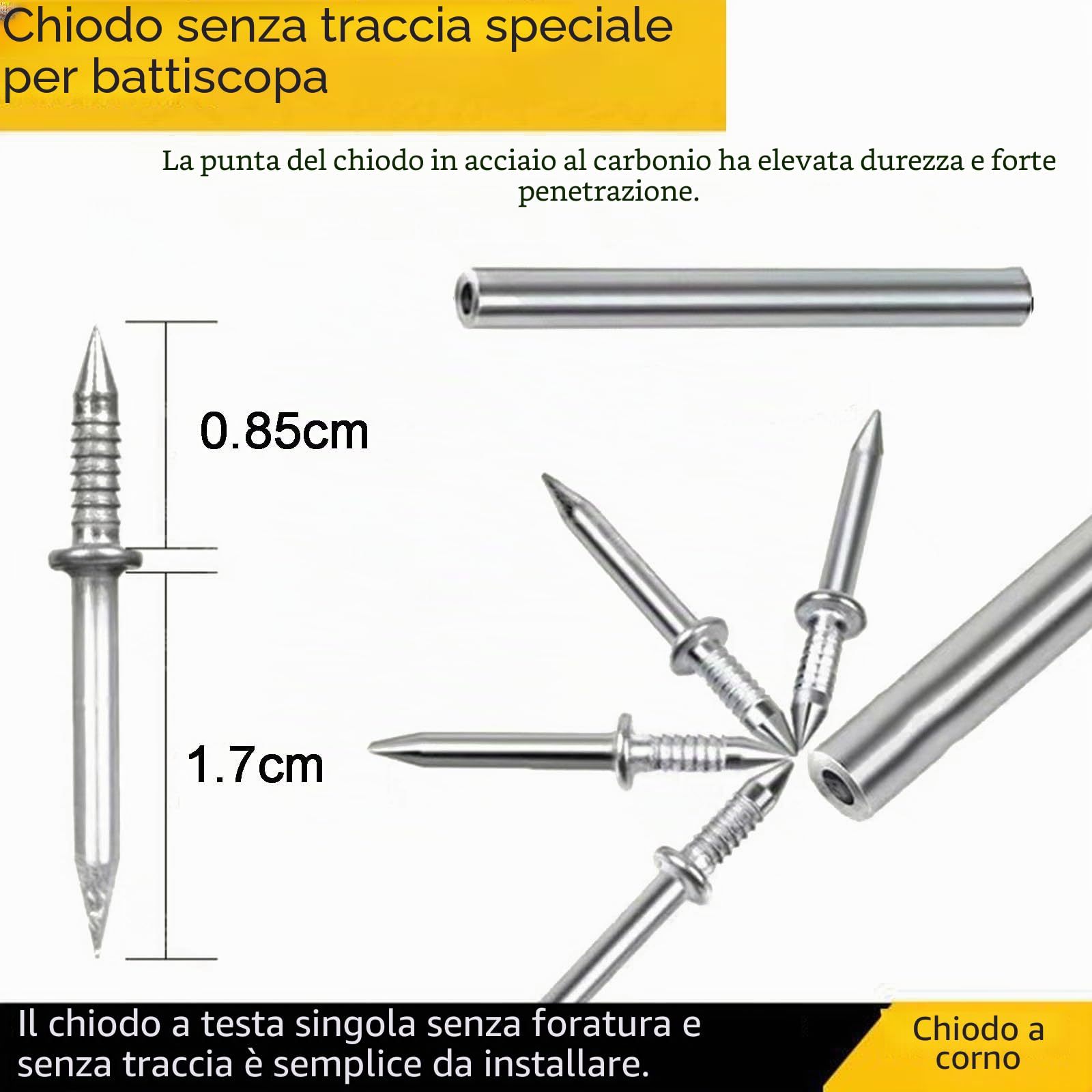 100 Pezzi Battiscopa A Doppia Testa Filo Chiodo Senza Cuciture, Chiodi a Doppia Testa, Viti di Sicurezza Invisibili con Manicotto specifico per Chiodi per la Manutenzione Domestica All'aperto