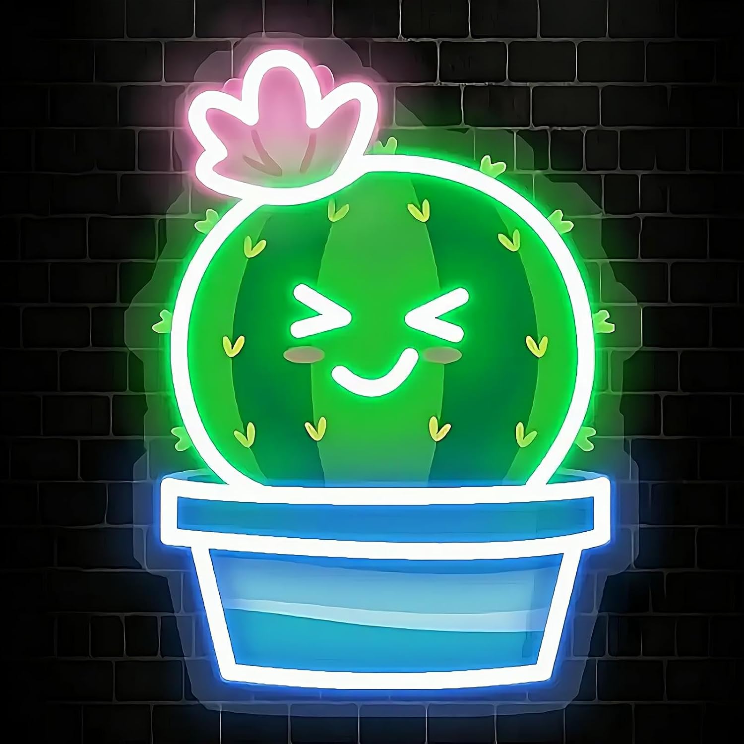 Cactus Neon Sign Cactus Potted Neon Light With a Flower LED Light Sign Plant Sign Decoration Aesthetic Decor for Bedroom Flower Store Birthday Holiday,Parties, Coffee Shops, Salons
