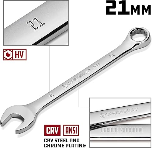 Vista 11 de Powerbuilt Alltrade Powerbuilt 644110 - Llave combinada pulida con espejo métrico de 0.236 in, color plateado