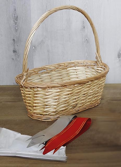 Marco Paul Natural Make Your Own Hamper Basket with Tall Handle Build Own Accessory Kits Wicker Basket Set Christmas Gifts Lightweight Versatile Storage Christmas Decorations Women Gift Hamper Basket