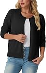 GRECERELLE Cardigan pour les femmes Col d'équipage manches longues Ouvert Bouton avant Down Classic Pull à mailles Casual Loose