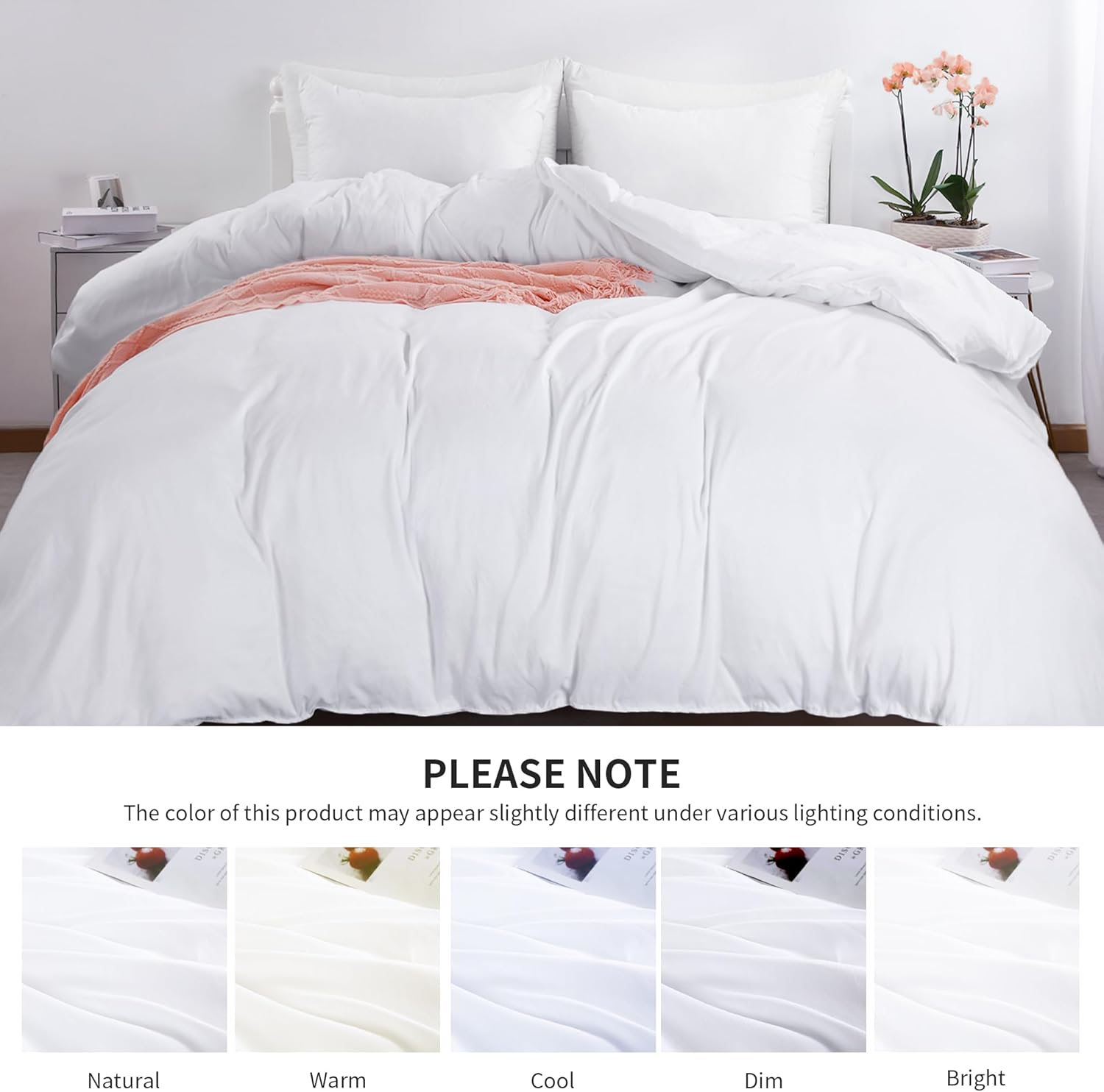 HOMBYS Oversized King Duvet Cover 120 x120 Inch, Ultra Soft Microfiber White Duvet Cover for All Season with Ziper Closure, 8 Coner Tabs (White, Oversized King)