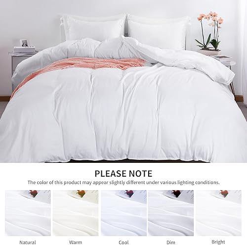 Miniatura 2 de HOMBYS - Funda de edredón de tamaño King extragrande de 120 x 120 pulgadas, funda de edredón ultra suave de microfibra blanca para todas las