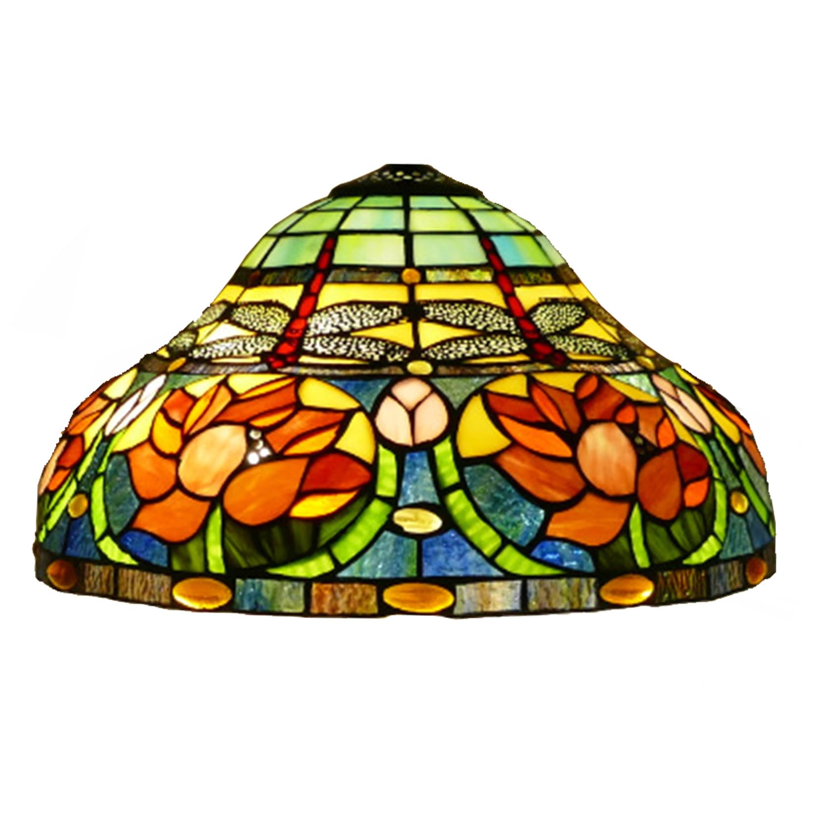 SaryEdge 16 Inch Dragonfly Lotus Lamp Shade Replacement Only Tiffany Style Stained Glass Lampshades Pastoral Floral Cover for Floor Lamps Table Lamps Desk Reading Lamps Indoor Decorati，Lotus