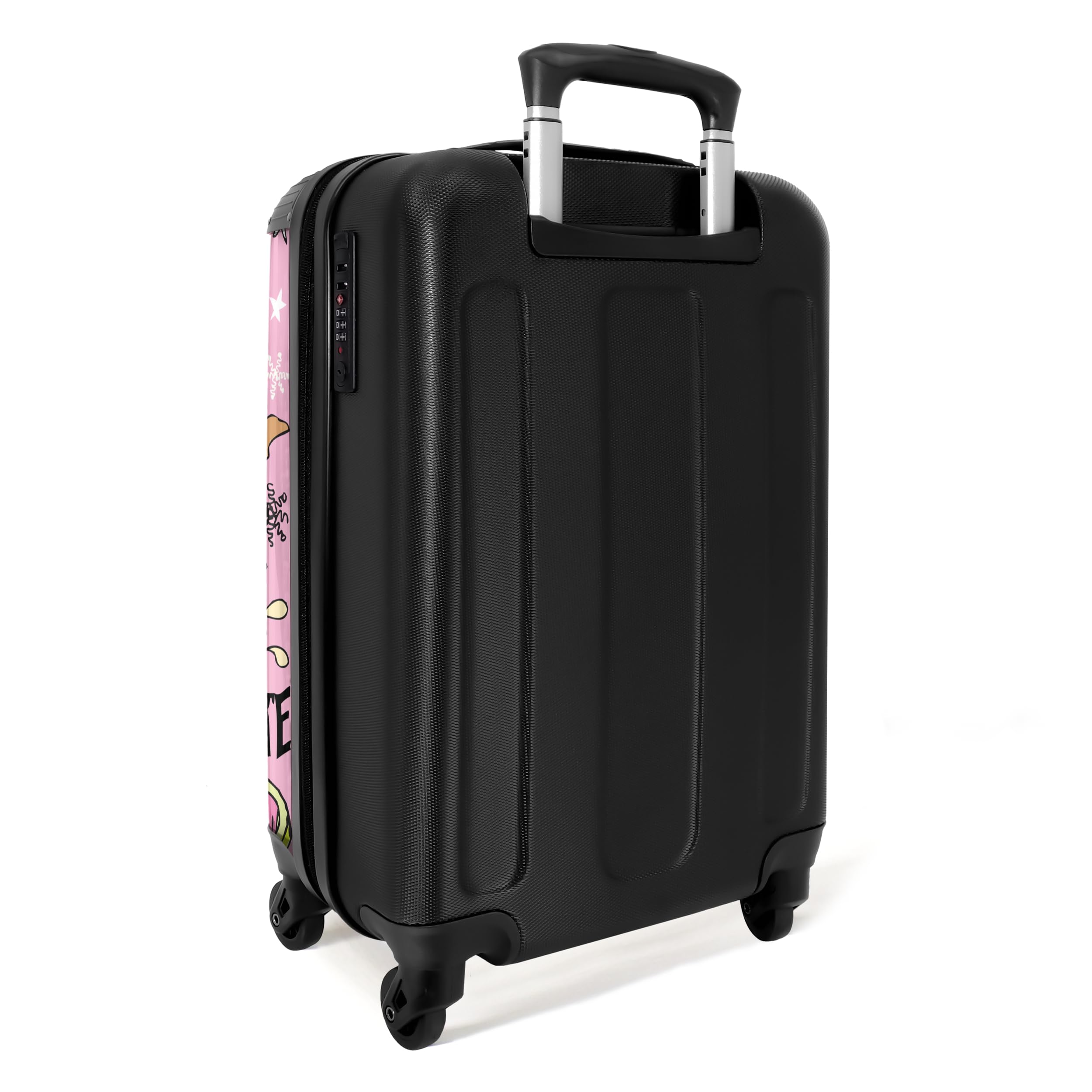 NoBoringSuitcases.com Bagage Enfant, Valise Cabine Fille, Valise Roulette Rose, Dessin de Licorne - 55x35x25cm
