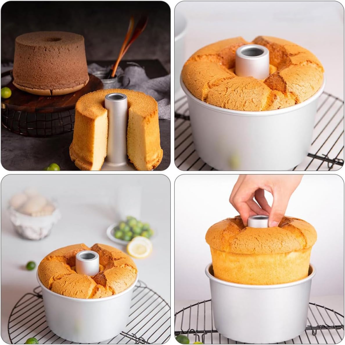 Round Hollow Cake Pan 6-Inch Non-Stick Aluminum Alloy Baking Mold for Chiffon and Mousse Cakes for Home Baking