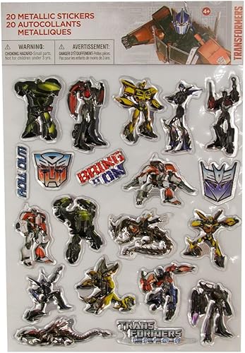1 hoja de (20) pegatinas metálicas Transformers