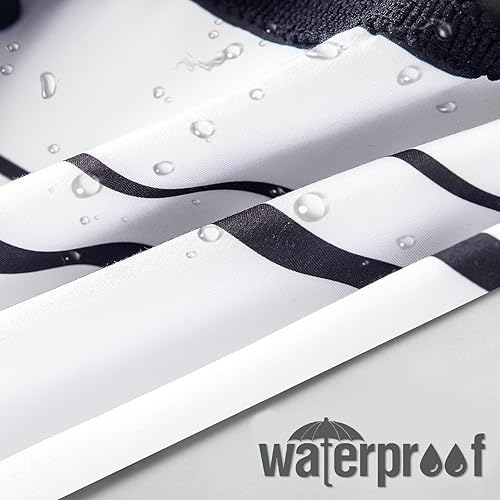 Miniatura 4 de GiuMsi Juego de cortinas de ducha en blanco y negro de 72 x 72 pulgadas con colgantes de borla bohemia, cortina de ducha moderna a rayas negras para