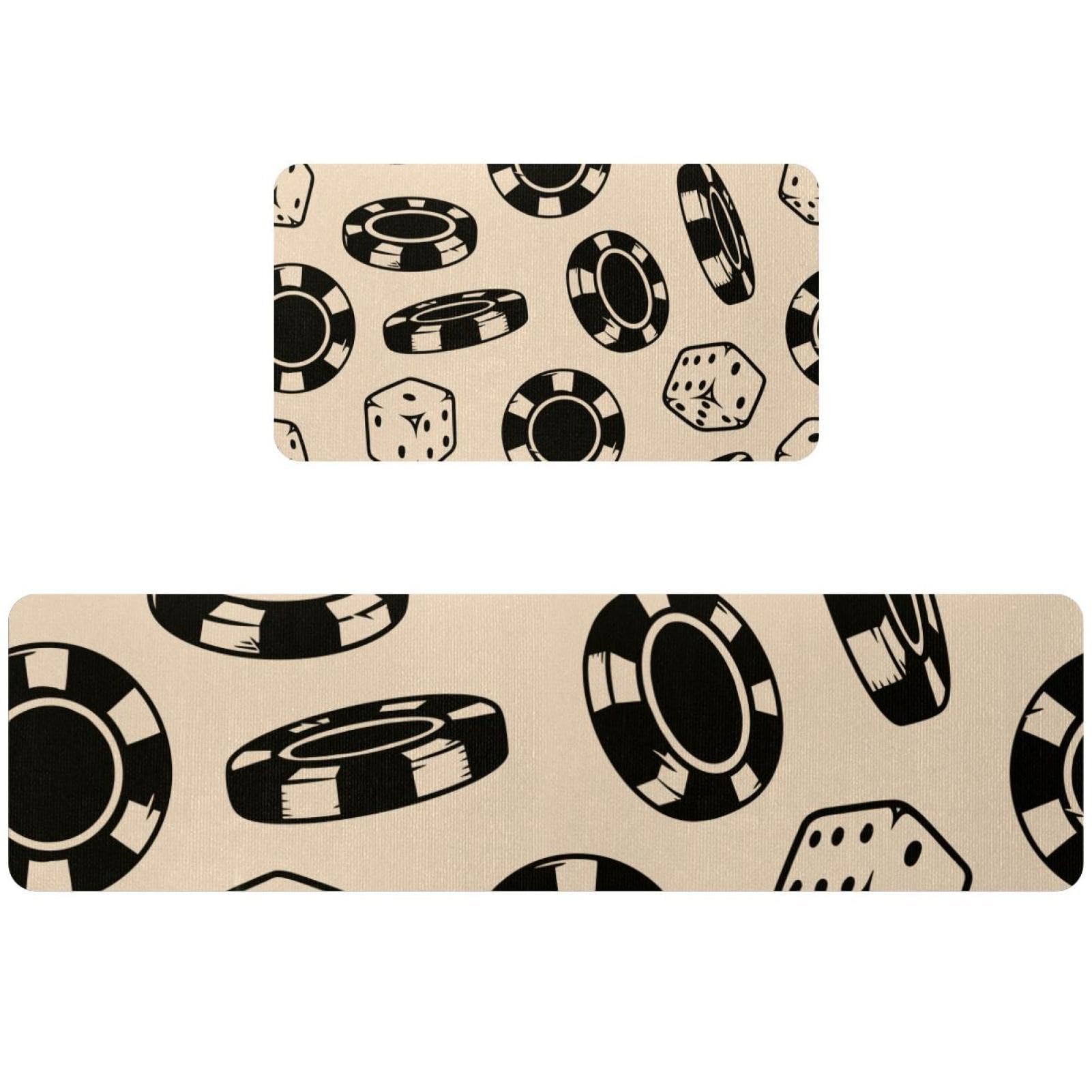 Alfombra absorbente para cocina y pasillo con estampado de dados lavable y segura