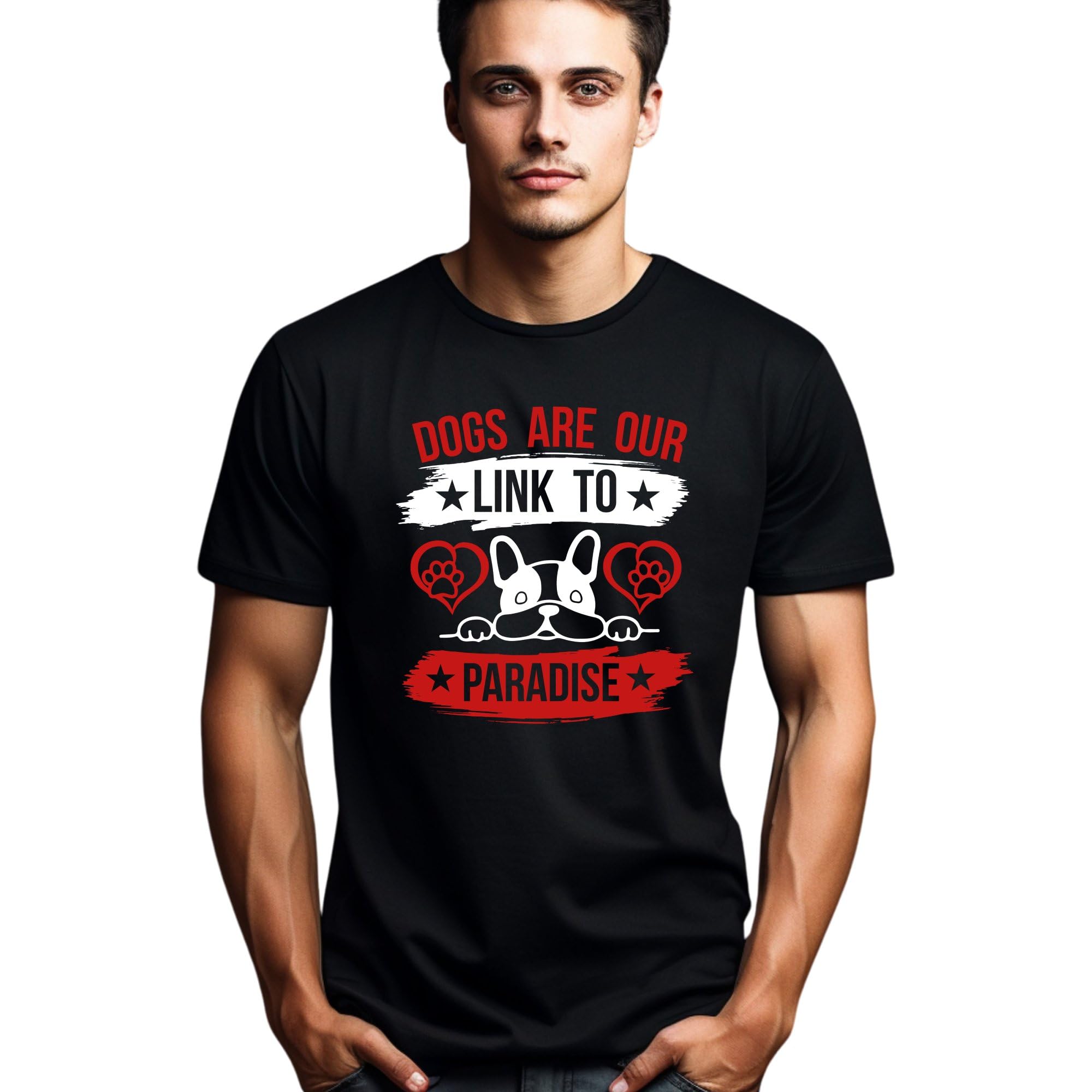 Unisex Dog Love T-Shirt, Pet Owner Gift, Dogs are Our Paradise Tee, Animal Lover Casual Shirt, Comfortable Cotton Top, Red Graphic Tee