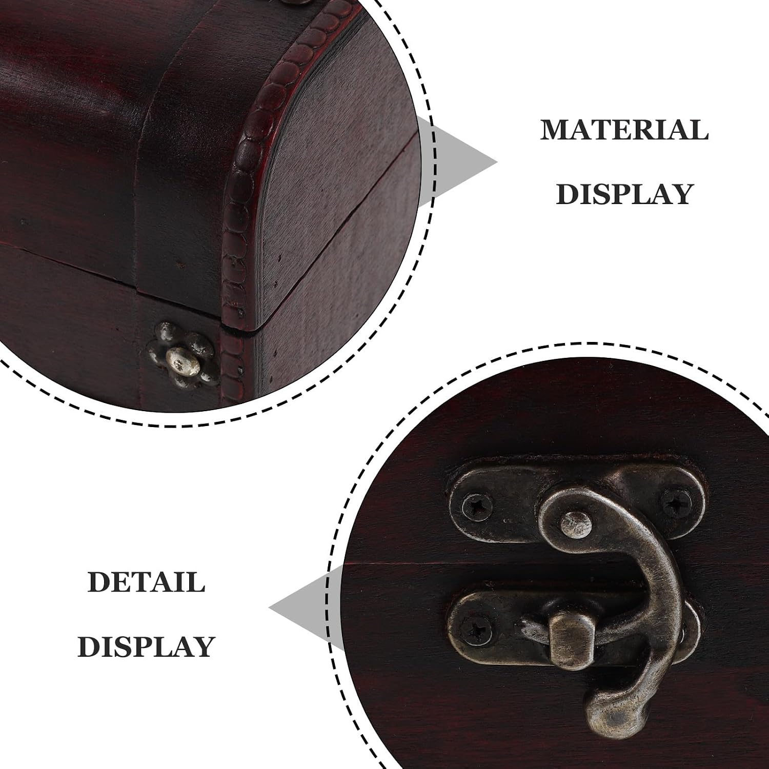 Vintage Rectangular Solid Wood Jewelry Box with Lock and Handle