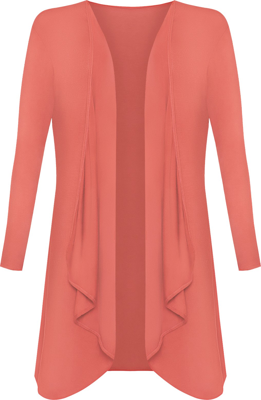 Wearall Women's Coral Plus Size Plain Long Sleeve Open Top Waterfall Cardigan - 20-22