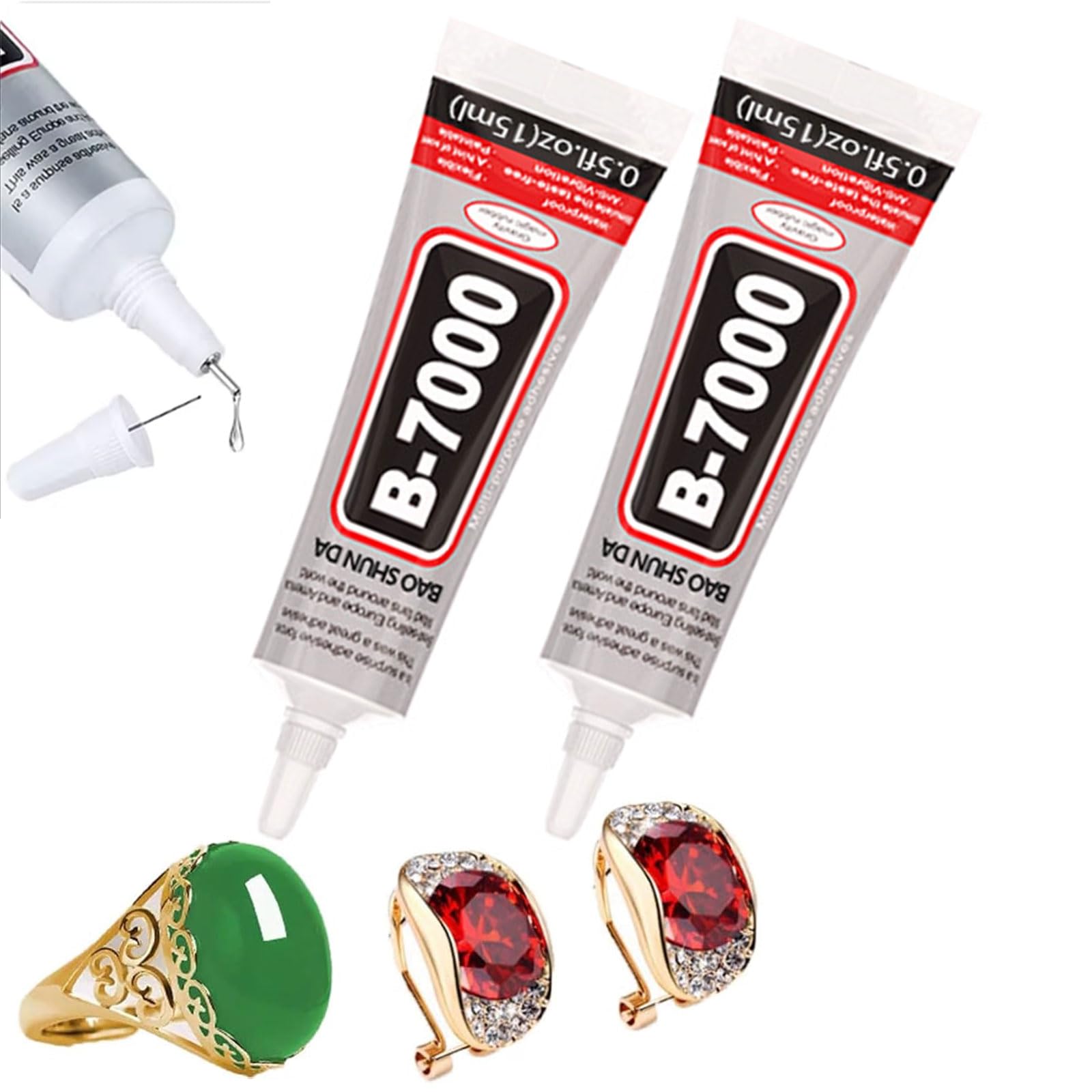 Craft Glue for Jewelry Making,2PCS Jewellery Glue, B7000 Glues,B7000 Glues Clear Adhesive,Jewelrys Bead Adhesive,for Rhinestones Fabric,Glass,Leather