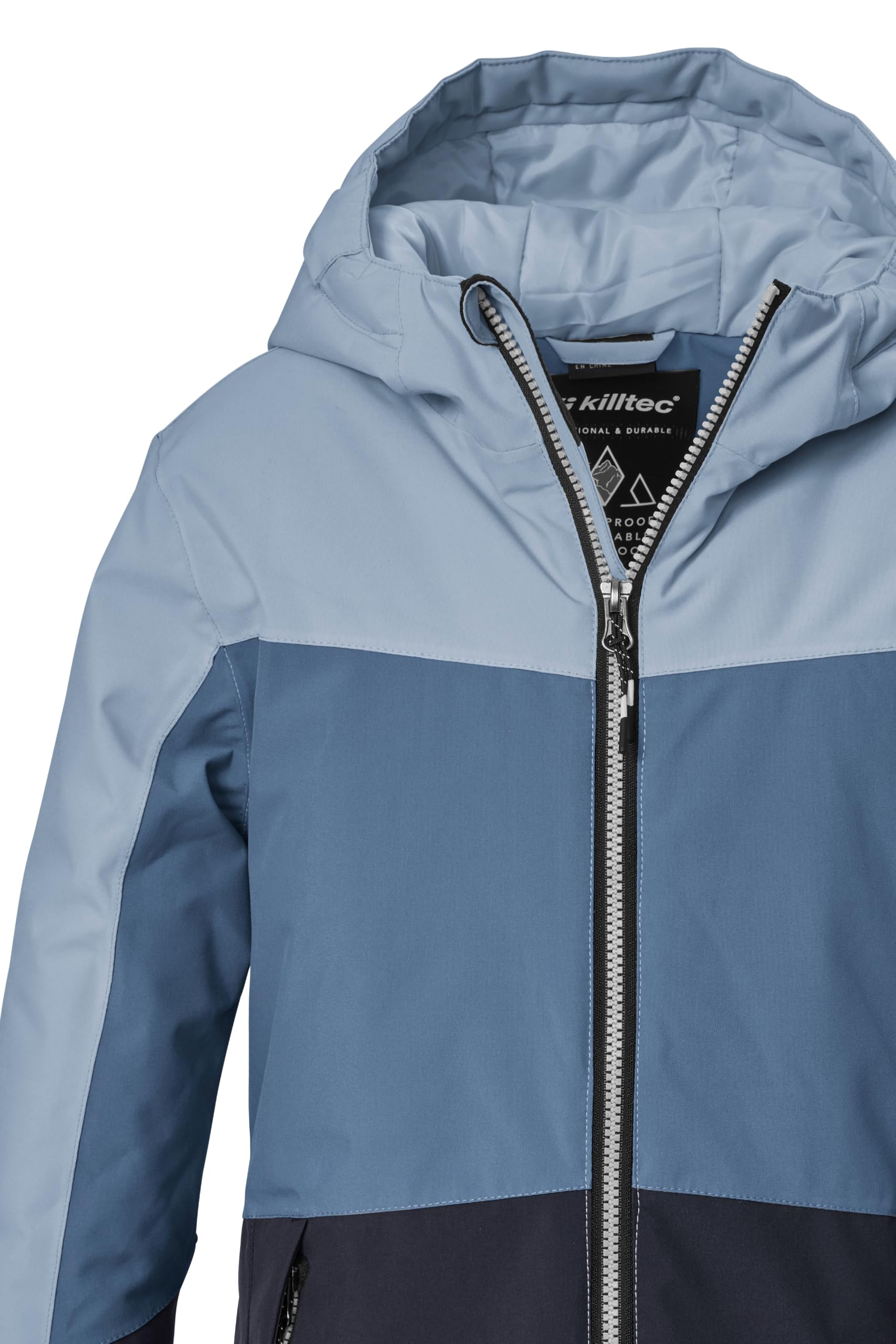 killtec KSW 198 GRLS SKI JCKT 44796-000 - Giacca da sci funzionale da ragazza, con cappuccio e gonna antineve, in denim chiaro, taglia 176