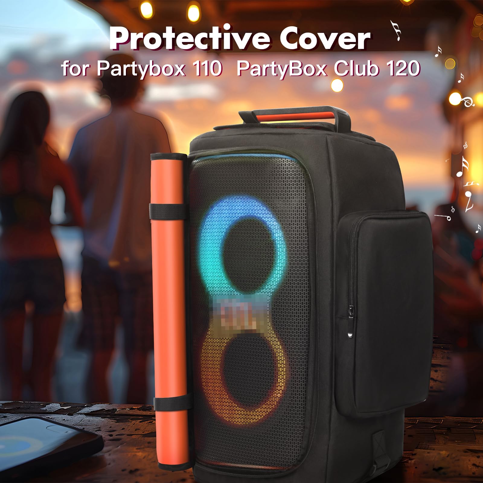 LEFOR·Z Custodia per altoparlanti compatibile con JBL PartyBox 120, custodia antipolvere per altoparlante senza fondo adatta per JBL PartyBox 110 per viaggi all'aperto, solo copertura, senza asta di