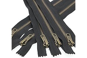 9 Inch Brass Zipper Black 23 cm Jeans Zipper Close End Pack...