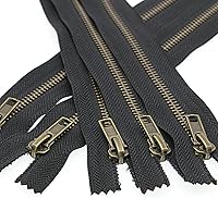 Vista 9 de Leekayer 3# Cremalleras de metal negro 9 pulgadas cierre 9.1 in cremallera de latón para coser jeans artesanías bolsa bolsillo paquete de 6