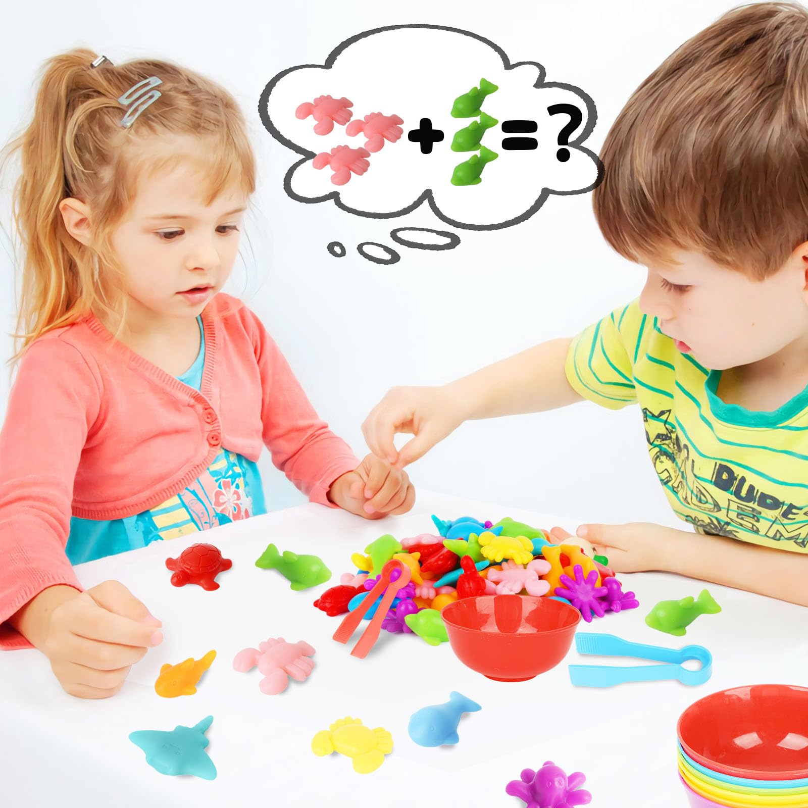 Conteo de animales para niños pequeños, 64 piezas, juego de emparejamiento de animales oceánicos, juguetes educativos Montessori de clasificación de colores 4