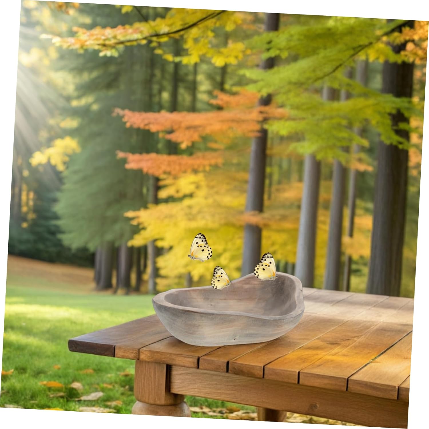ORFOFE Watering Station Natural Wooden Butterfly Feeder Hummingbird Bath for Outdoor Garden Decor Weather-Resistant Puddler for Birds and Wildlife Rustic Design for Courtyard Use