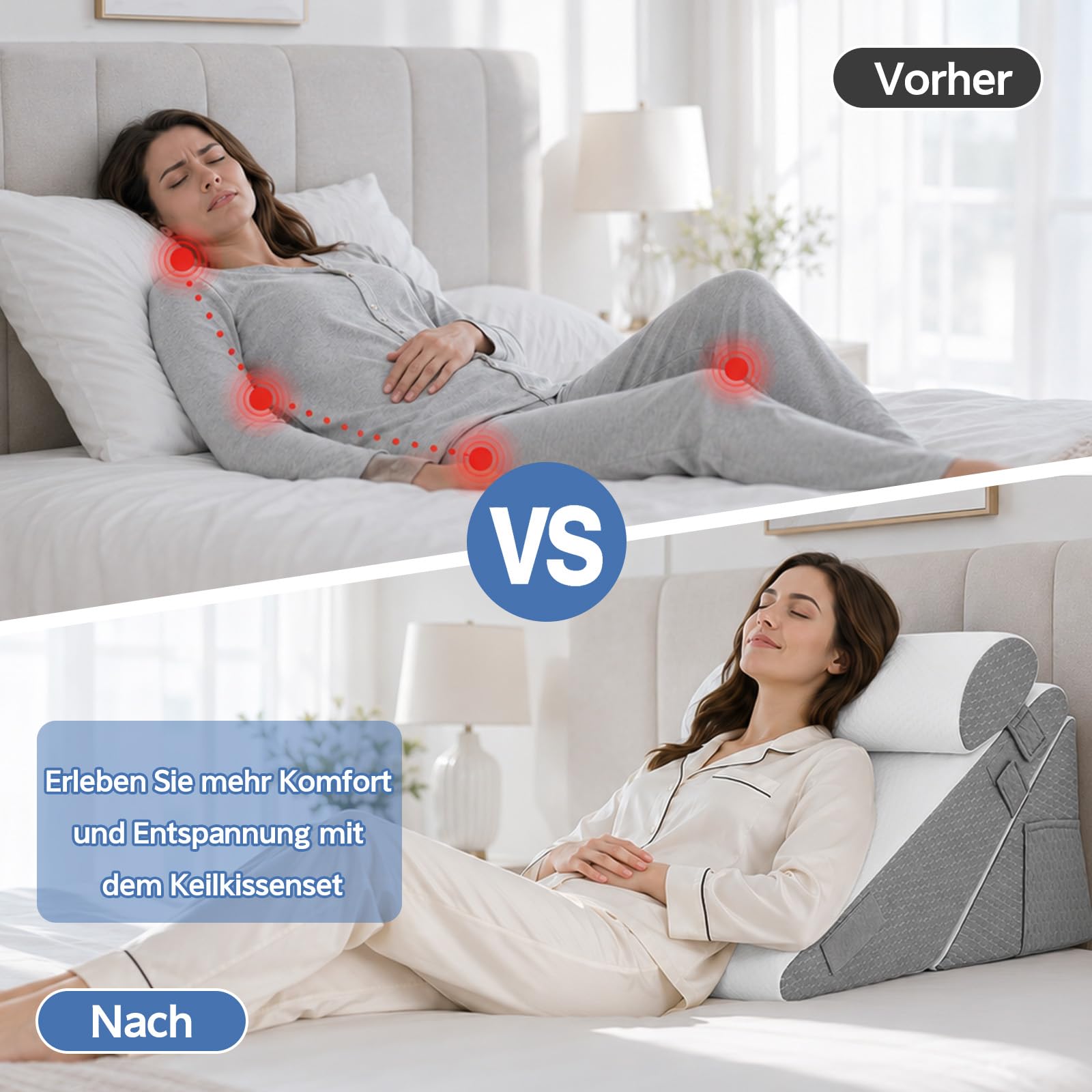 Juego de 3 almohadas ajustables en cuña para cama, almohada de reflujo de espuma viscoelástica, almohada ortopédica para apoyo postoperatorio, cojín de espalda, cojín de lectura para cama y