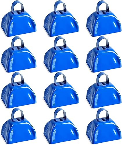 BLUE PANDA Cencerros de 3 pulgadas con mango - Para animar en estadios y cencerros para eventos deportivos - Generadores de ruido de metal para